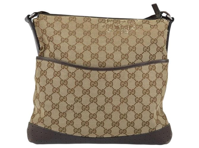 Bolsa de Ombro GG Canvas Gucci Bege Prata 145857 Auth ti3599 - vista 2