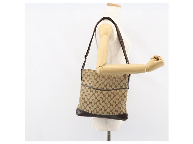 Bolsa de Ombro GG Canvas Gucci Bege Prata 145857 Auth ti3599 - vista 24