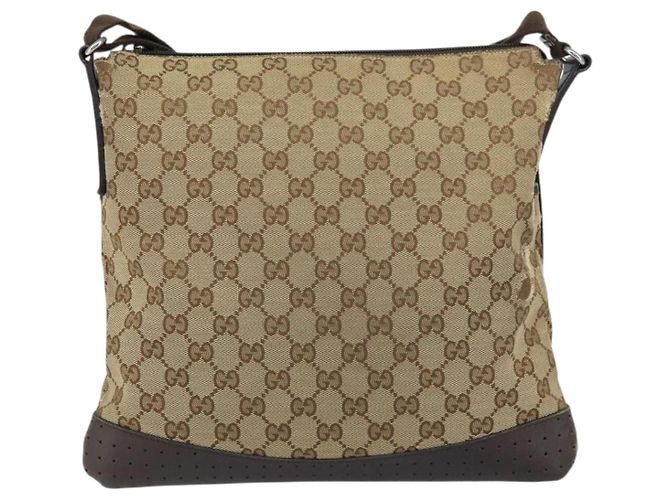 Bolsa de Ombro GG Canvas Gucci Bege Prata 145857 Auth ti3599 - vista 3