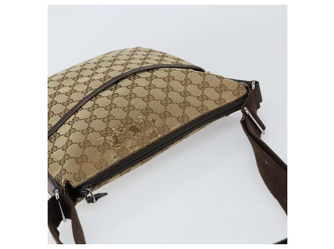 Bolsa de Ombro GG Canvas Gucci Bege Prata 145857 Auth ti3599 - vista 6