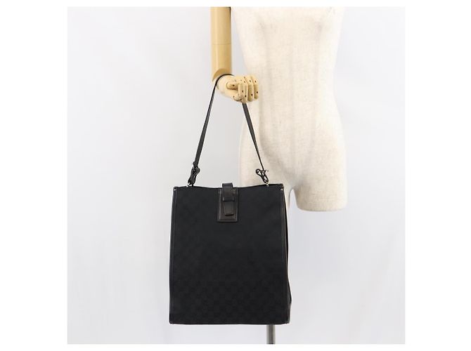 Borsa a Spalla GG Canvas Gucci Nera Argento 109101 Auth ep12109 Nero - vista 22