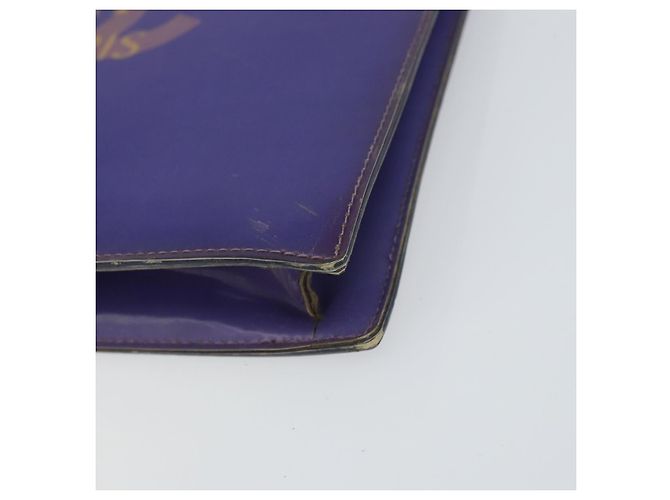 Borsa a spalla in vinile olografico CHANEL viola CC Auth ka1124 Porpora - vista 10