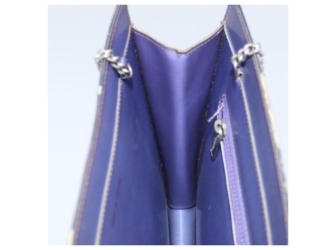 Borsa a spalla in vinile olografico CHANEL viola CC Auth ka1124 Porpora - vista 16