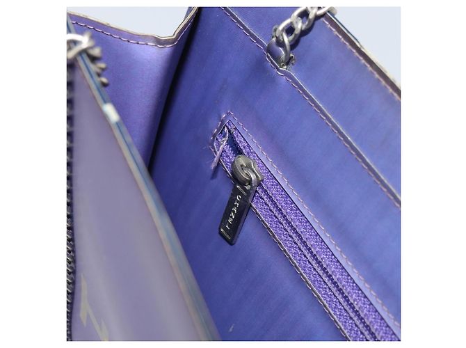 Borsa a spalla in vinile olografico CHANEL viola CC Auth ka1124 Porpora - vista 17