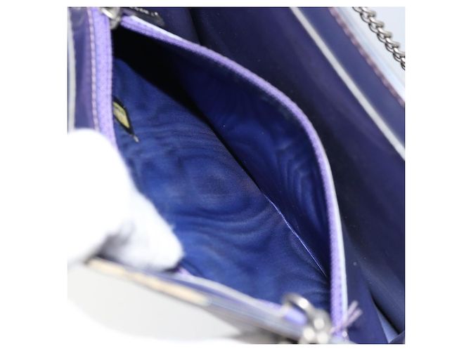 Borsa a spalla in vinile olografico CHANEL viola CC Auth ka1124 Porpora - vista 18
