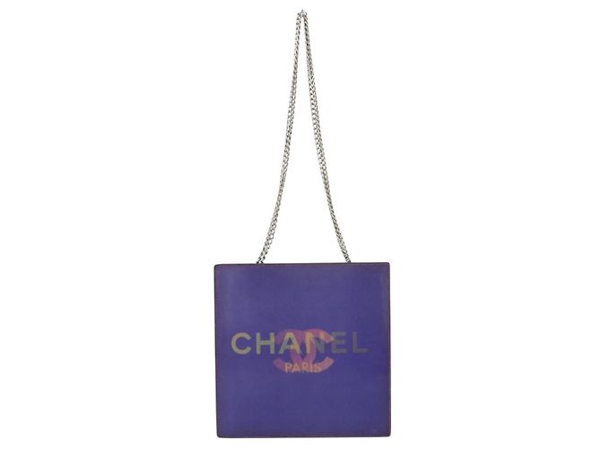Borsa a spalla in vinile olografico CHANEL viola CC Auth ka1124 Porpora - vista 2