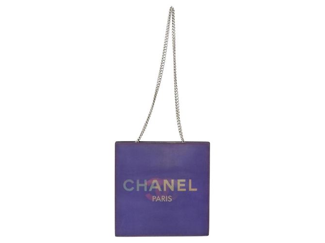 Borsa a spalla in vinile olografico CHANEL viola CC Auth ka1124 Porpora - vista 3