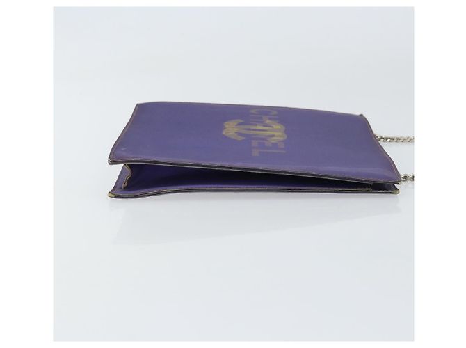 Borsa a spalla in vinile olografico CHANEL viola CC Auth ka1124 Porpora - vista 4