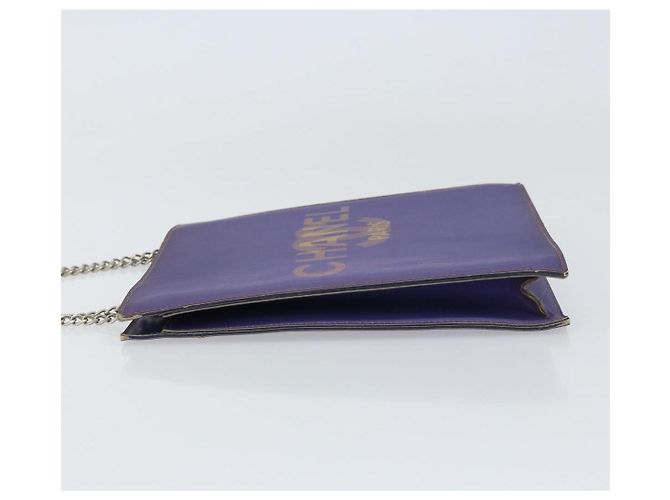 Borsa a spalla in vinile olografico CHANEL viola CC Auth ka1124 Porpora - vista 5
