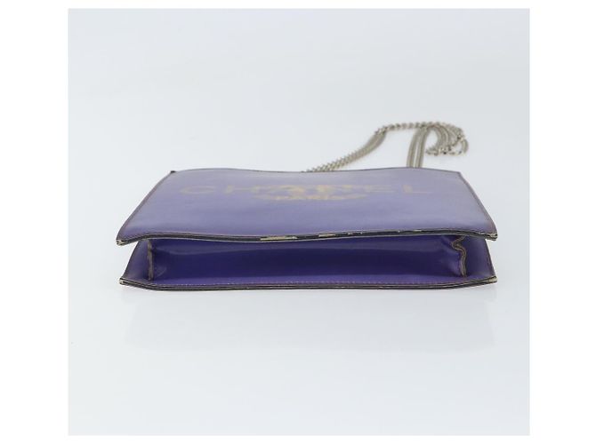 Borsa a spalla in vinile olografico CHANEL viola CC Auth ka1124 Porpora - vista 9