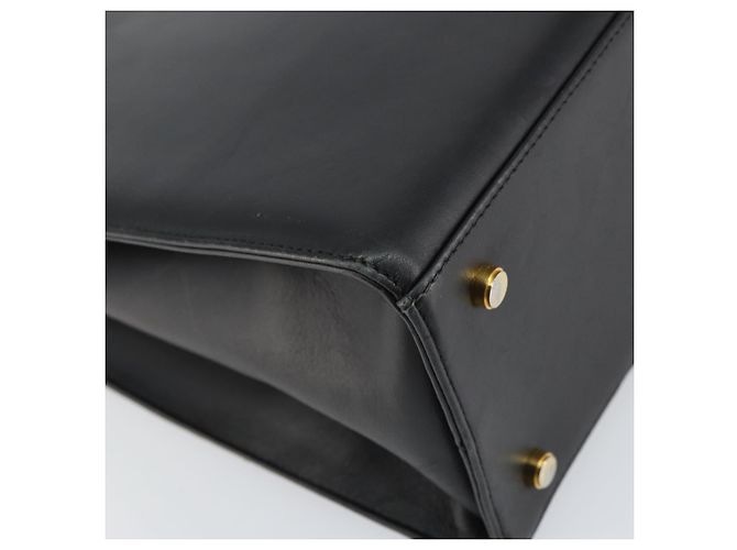 Borsa a Spalla Gancini in Pelle Nera e Oro Salvatore Ferragamo Auth 160687 Nero D'oro - vista 13