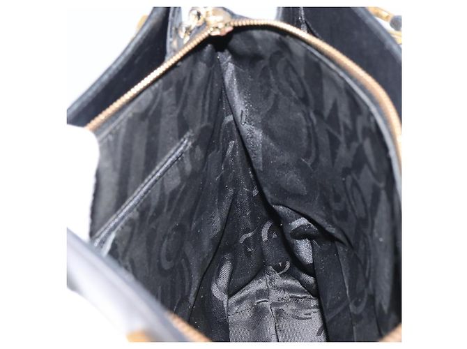 Borsa a Spalla Gancini in Pelle Nera e Oro Salvatore Ferragamo Auth 160687 Nero D'oro - vista 18