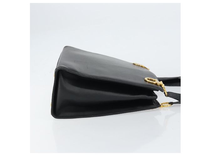 Borsa a Spalla Gancini in Pelle Nera e Oro Salvatore Ferragamo Auth 160687 Nero D'oro - vista 4