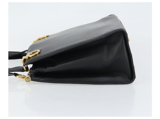 Borsa a Spalla Gancini in Pelle Nera e Oro Salvatore Ferragamo Auth 160687 Nero D'oro - vista 5