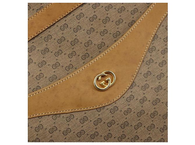 Gucci Borsa tote Micro GG Supreme in PVC beige e oro 14 002 4428 Auth 158385 D'oro - vista 14