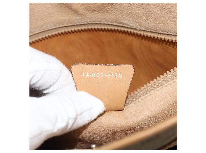 Gucci Borsa tote Micro GG Supreme in PVC beige e oro 14 002 4428 Auth 158385 D'oro - vista 22