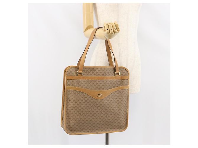 Gucci Borsa tote Micro GG Supreme in PVC beige e oro 14 002 4428 Auth 158385 D'oro - vista 23