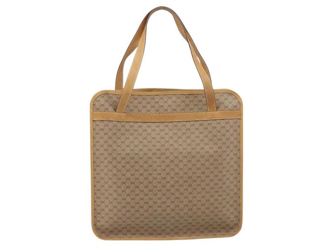 Gucci Borsa tote Micro GG Supreme in PVC beige e oro 14 002 4428 Auth 158385 D'oro - vista 3