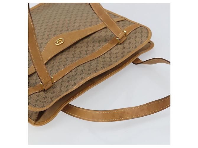 Gucci Borsa tote Micro GG Supreme in PVC beige e oro 14 002 4428 Auth 158385 D'oro - vista 6