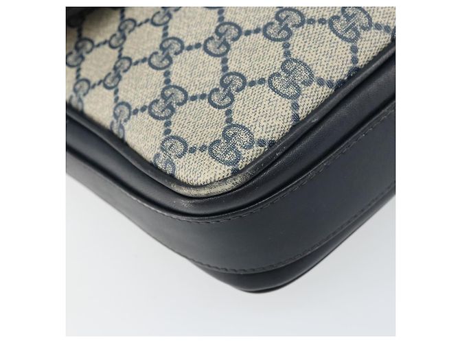 Gucci Borsa a Spalla GG Supreme PVC Blu Navy Oro Auth 156129 D'oro - vista 11