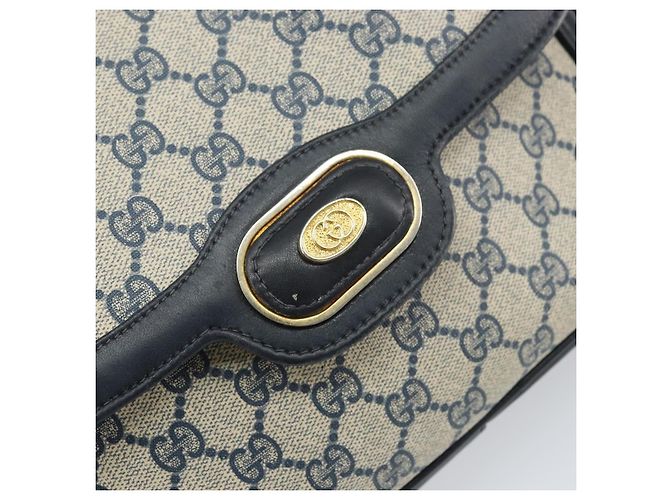 Gucci Borsa a Spalla GG Supreme PVC Blu Navy Oro Auth 156129 D'oro - vista 14