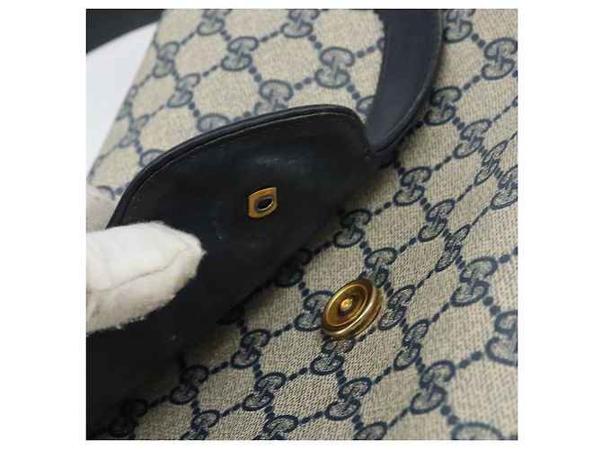 Gucci Borsa a Spalla GG Supreme PVC Blu Navy Oro Auth 156129 D'oro - vista 15
