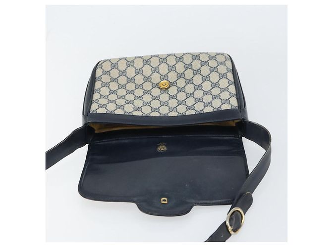 Gucci Borsa a Spalla GG Supreme PVC Blu Navy Oro Auth 156129 D'oro - vista 18