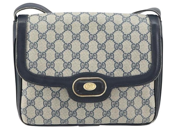 Gucci Borsa a Spalla GG Supreme PVC Blu Navy Oro Auth 156129 D'oro - vista 2
