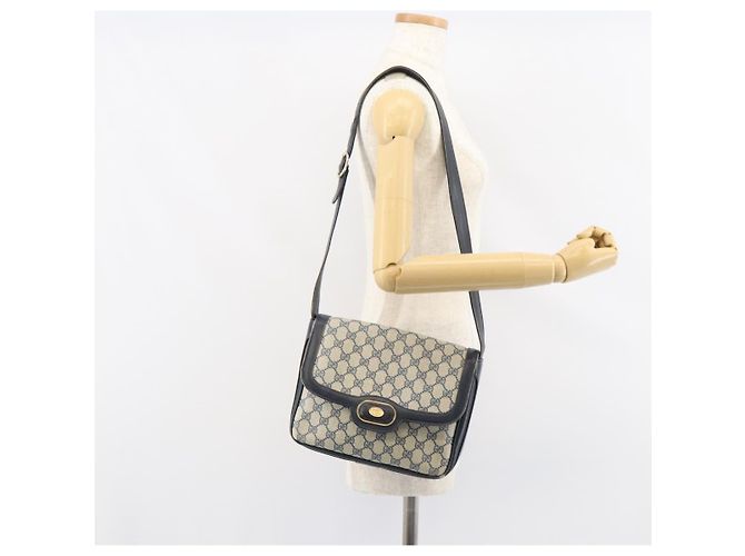 Gucci Borsa a Spalla GG Supreme PVC Blu Navy Oro Auth 156129 D'oro - vista 25