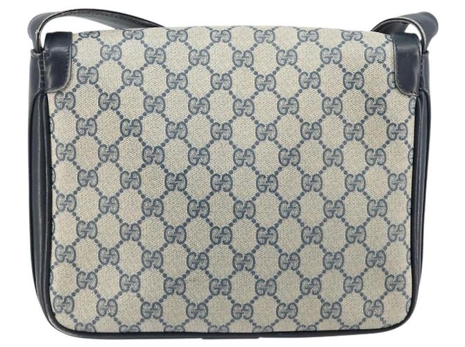 Gucci Borsa a Spalla GG Supreme PVC Blu Navy Oro Auth 156129 D'oro - vista 3