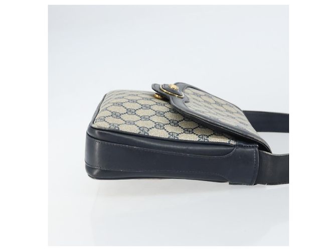 Gucci Borsa a Spalla GG Supreme PVC Blu Navy Oro Auth 156129 D'oro - vista 4
