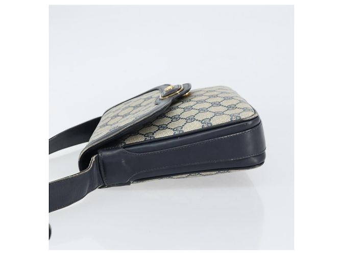 Gucci Borsa a Spalla GG Supreme PVC Blu Navy Oro Auth 156129 D'oro - vista 5