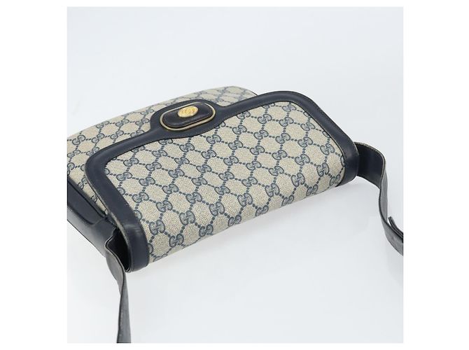 Gucci Borsa a Spalla GG Supreme PVC Blu Navy Oro Auth 156129 D'oro - vista 6