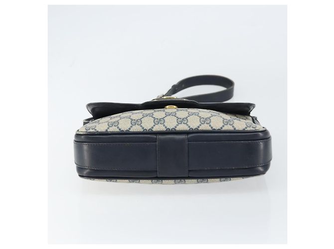 Gucci Borsa a Spalla GG Supreme PVC Blu Navy Oro Auth 156129 D'oro - vista 9