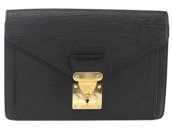 LOUIS VUITTON Epi Serie Dragonne Clutch Bag Nero M52612 LV Auth ti3606 - vista 13