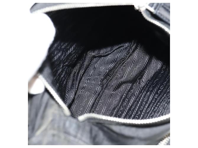 Borsa a Spalla PRADA Nylon Argento Nero Auth 158486 - vista 10