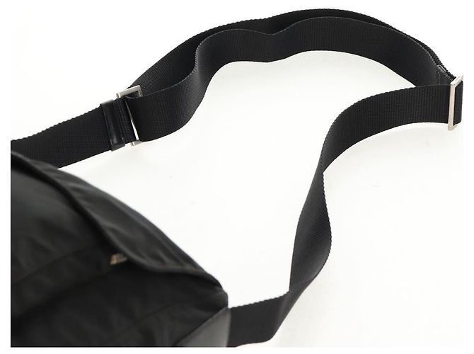 Borsa a Spalla PRADA Nylon Argento Nero Auth 158486 - vista 15