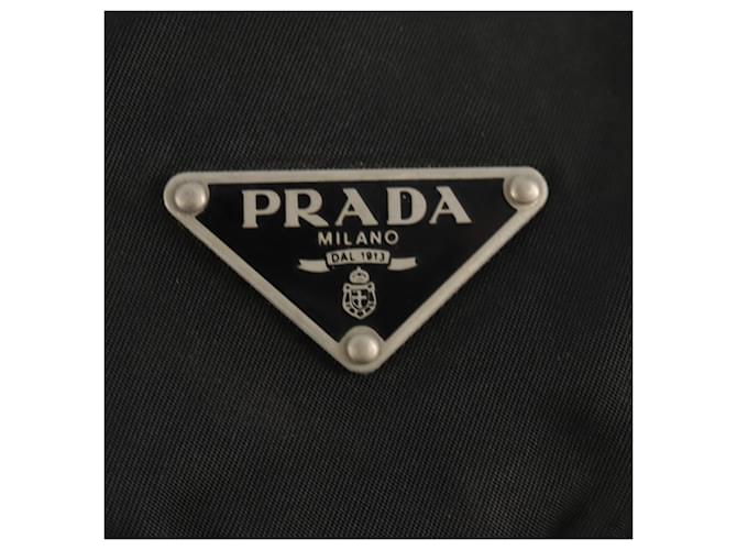 Borsa a Spalla PRADA Nylon Argento Nero Auth 158486 - vista 22