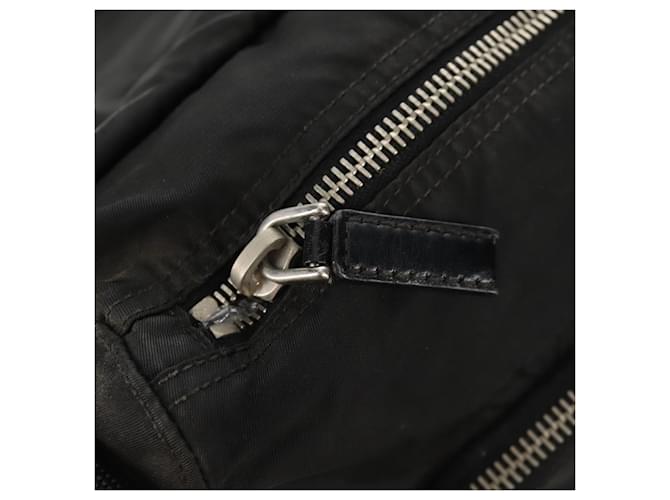 Borsa a Spalla PRADA Nylon Argento Nero Auth 158486 - vista 26