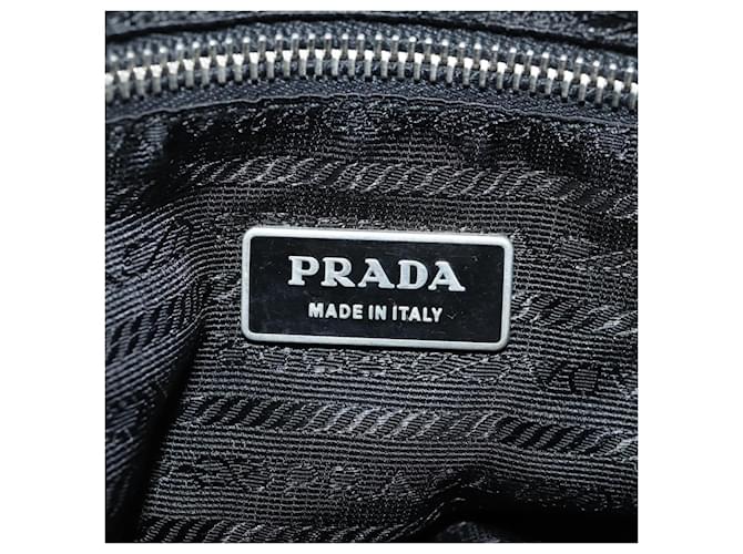 Borsa a Spalla PRADA Nylon Argento Nero Auth 158486 - vista 27