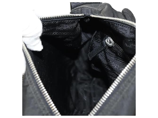 Borsa a Spalla PRADA Nylon Argento Nero Auth 158486 - vista 29