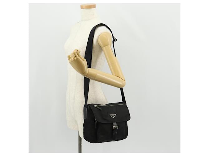 Borsa a Spalla PRADA Nylon Argento Nero Auth 158486 - vista 32