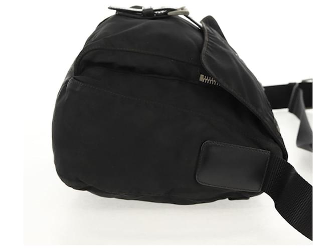 Borsa a Spalla PRADA Nylon Argento Nero Auth 158486 - vista 5