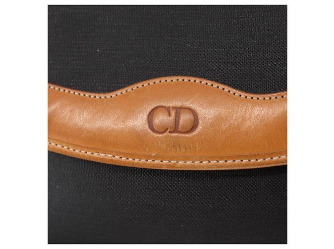 Borsa a spalla con catena Christian Dior in nylon e pelle nera dorata Auth bs32108 Nero D'oro - vista 14