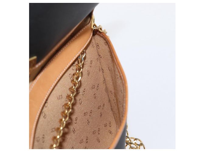 Borsa a spalla con catena Christian Dior in nylon e pelle nera dorata Auth bs32108 Nero D'oro - vista 18
