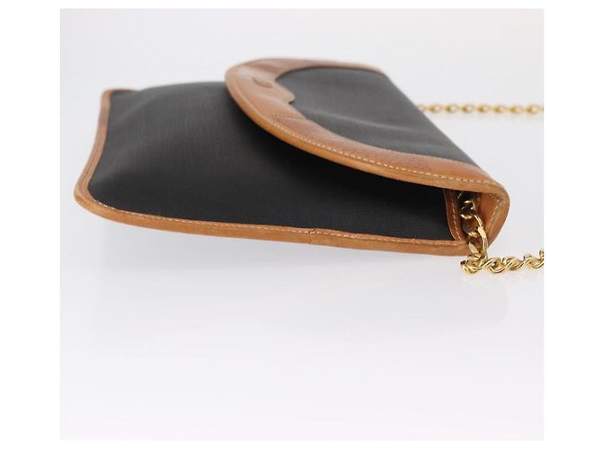 Borsa a spalla con catena Christian Dior in nylon e pelle nera dorata Auth bs32108 Nero D'oro - vista 4
