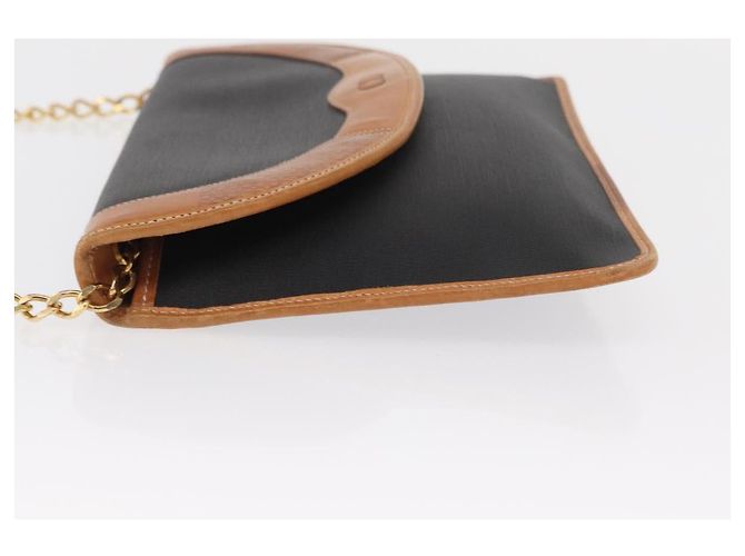 Borsa a spalla con catena Christian Dior in nylon e pelle nera dorata Auth bs32108 Nero D'oro - vista 5