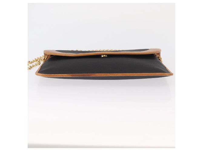 Borsa a spalla con catena Christian Dior in nylon e pelle nera dorata Auth bs32108 Nero D'oro - vista 9