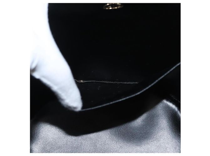 CHANEL V Stitch Vanity Borsa a Mano in Pelle di Agnello 2in1 Nero Oro CC Auth 158944SAV D'oro - vista 22
