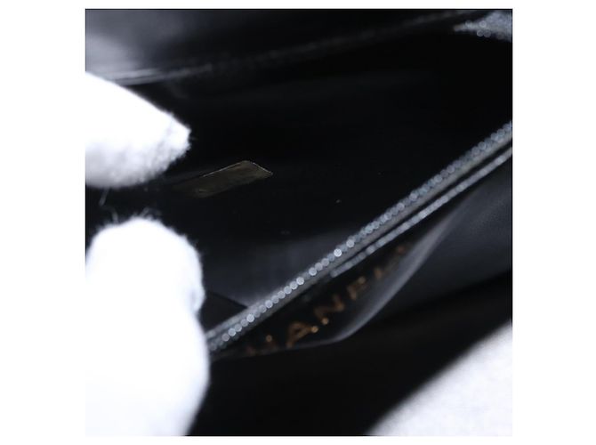 CHANEL V Stitch Vanity Borsa a Mano in Pelle di Agnello 2in1 Nero Oro CC Auth 158944SAV D'oro - vista 24